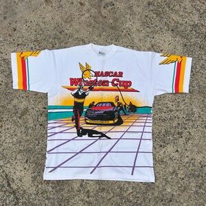 Vtg Rare 1993 Nascar WINSTON CUP All Over Print T Shirt White SZ XL Thunderbird